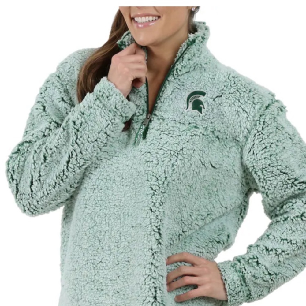 MSU Sherpa zip-up pullover jacket